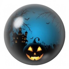 Cabochon en Verre Illustré Citrouille devant le Château Hanté 12 à 25mm pour la Création de Bijoux Fantaisie - DIY