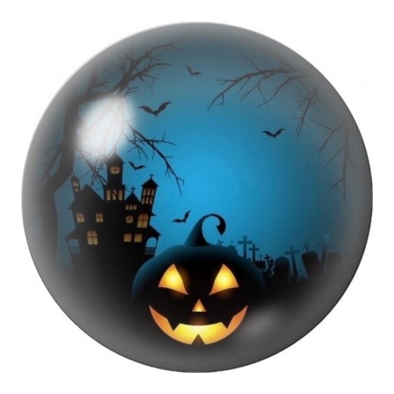 Cabochon en Verre Illustré Citrouille devant le Château Hanté 12 à 25mm