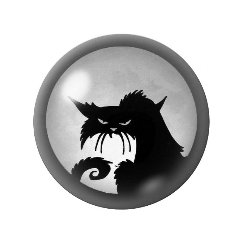 Cabochon en Verre Illustré Chat Noir Boudeur 12 à 25mm