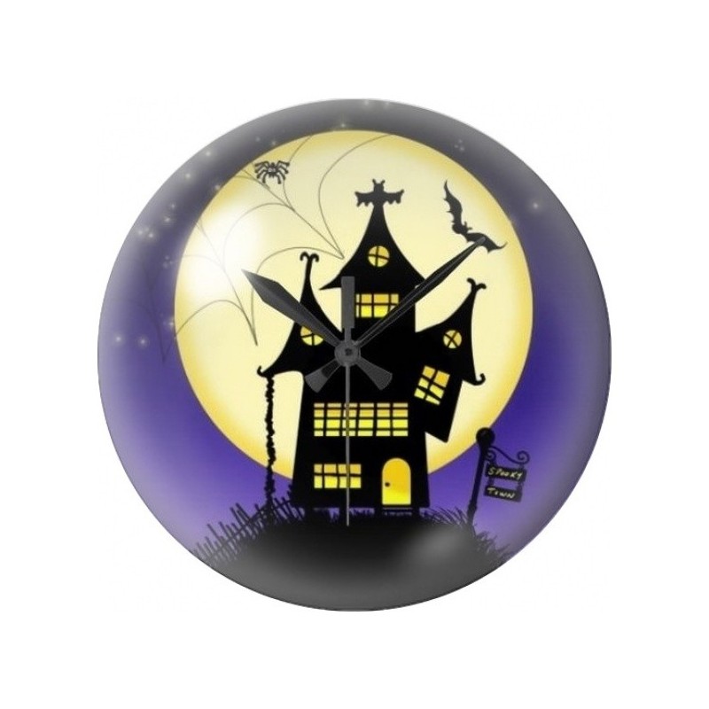 Cabochon en Verre Illustré Manoir Hanté Violet et Jaune 12 à 25mm