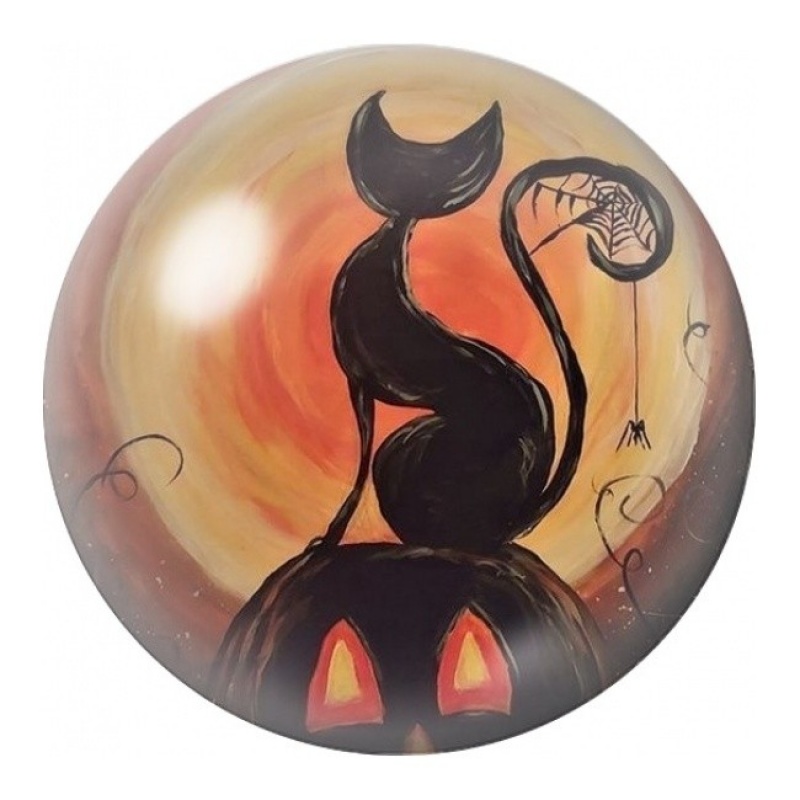 Cabochon en Verre Illustré Chat Noir sur une Citrouille 12 à 25mm