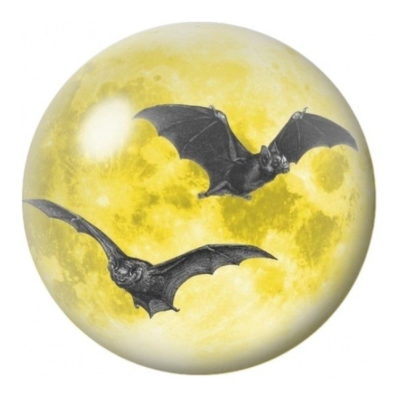 Cabochon en Verre Illustré Chauves-Souris devant la Lune Jaune 12 à 25mm