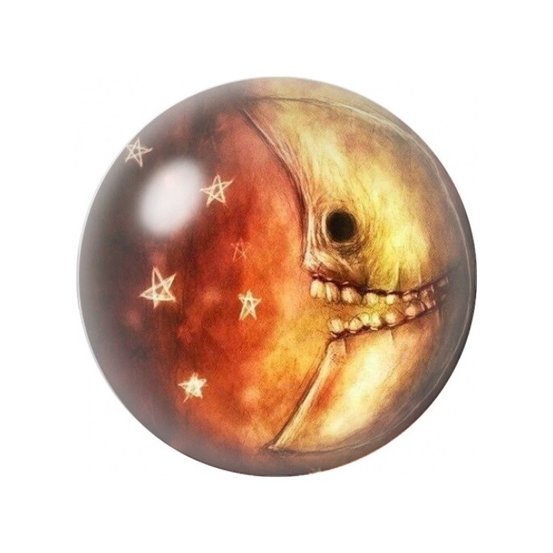 Cabochon en Verre Illustré Lune Sombre au Visage Doré 12 à 25mm