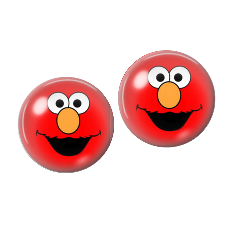 2 Cabochons en Verre Illustré Monstre Rouge Rigolo 10mm