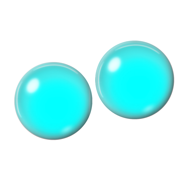 2 Cabochons en Verre Illustré Turquoise Uni 10mm