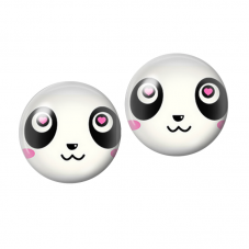 2 Cabochons en Verre Illustré Visage de Panda Kawaii 10mm pour la Création de Bijoux Fantaisie - DIY