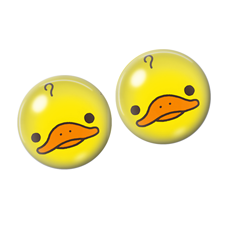 2 Cabochons en Verre Illustré Canard Jaune 10mm