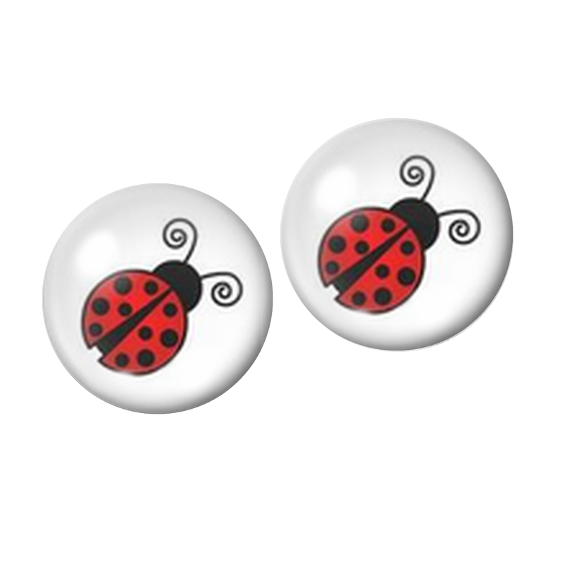 2 Cabochons en Verre Illustré Coccinelle Rouge 10mm