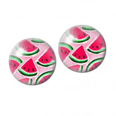2 Cabochons en Verre Illustré Tranches de Pastèque 10mm pour la Création de Bijoux Fantaisie - DIY