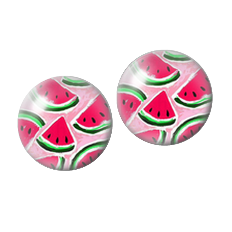 2 Cabochons en Verre Illustré Tranches de Pastèque 10mm