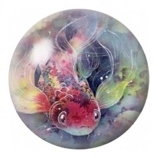 Cabochon en Verre Illustré Poisson Fantastique Aquarellé 12 à 25mm pour la Création de Bijoux Fantaisie - DIY