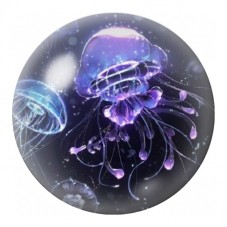 Cabochon en Verre Illustré Méduses Violettes Lumineuses 12 à 25mm pour la Création de Bijoux Fantaisie - DIY