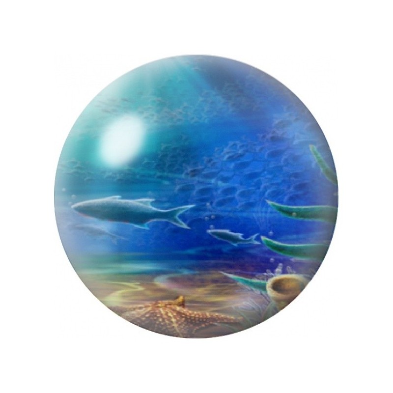 Cabochon en Verre Illustré Banc de Poissons dans le Grand Bleu 12 à 25mm