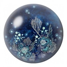 Cabochon en Verre Illustré Coraux Nocturnes et Bulles 12 à 25mm pour la Création de Bijoux Fantaisie - DIY