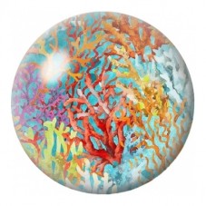 Cabochon en Verre Illustré Coraux Orange et Turquoise 12 à 25mm pour la Création de Bijoux Fantaisie - DIY