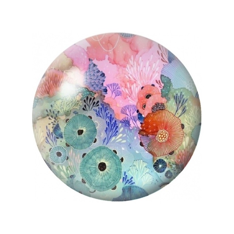 Cabochon en Verre Illustré Jardin Marin Pastel 12 à 25mm