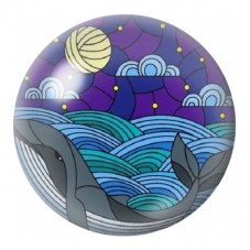 Cabochon en Verre Illustré Baleines sous la Lune 12 à 25mm pour la Création de Bijoux Fantaisie - DIY