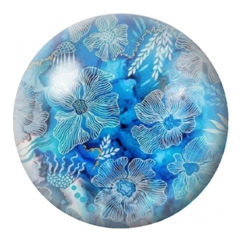 Cabochon en Verre Illustré Fleurs Marines Bleues 12 à 25mm