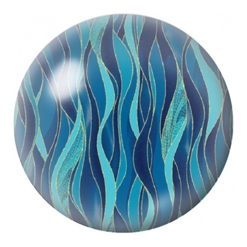 Cabochon en Verre Illustré Algues Graphiques Bleu et Vert 12 à 25mm