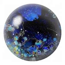 Cabochon en Verre Illustré Fond Marin Abstrait Bleu Nuit 12 à 25mm pour la Création de Bijoux Fantaisie - DIY