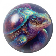 Cabochon en Verre Illustré Tortue Marine aux Reflets Colorés 12 à 25mm pour la Création de Bijoux Fantaisie - DIY