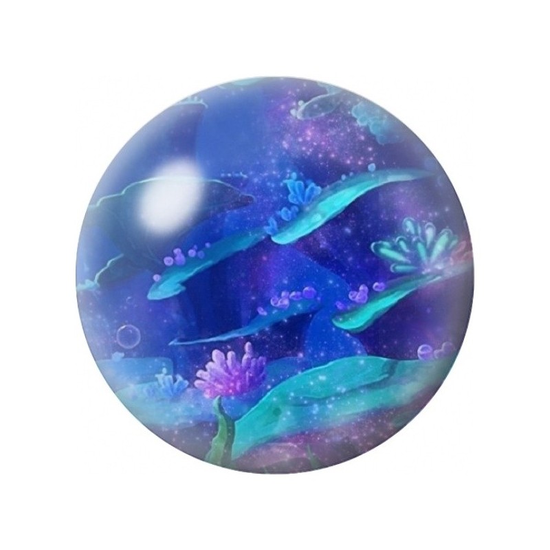 Cabochon en Verre Illustré Baleines dans l’Océan Cosmique 12 à 25mm