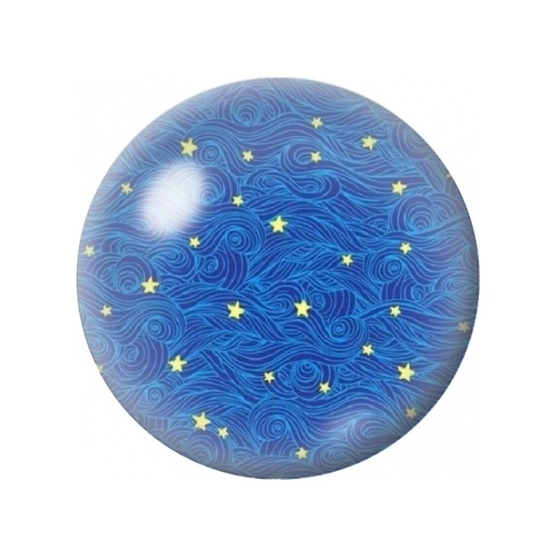 Cabochon en Verre Illustré Océan Étoilé Bleu Nuit 12 à 25mm