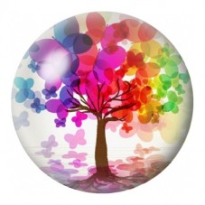 Cabochon en Verre Illustré Arbre Aquarelle Arc-en-Ciel 12 à 25mm pour la Création de Bijoux Fantaisie - DIY