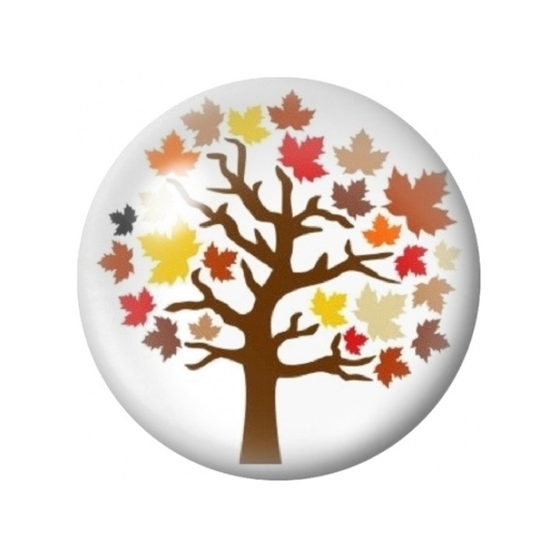 Cabochon en Verre Illustré Arbre aux Feuilles d’Automne 12 à 25mm
