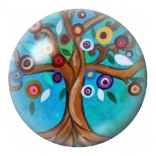 Cabochon en Verre Illustré Arbre Fantaisie aux Fruits Colorés 12 à 25mm pour la Création de Bijoux Fantaisie - DIY
