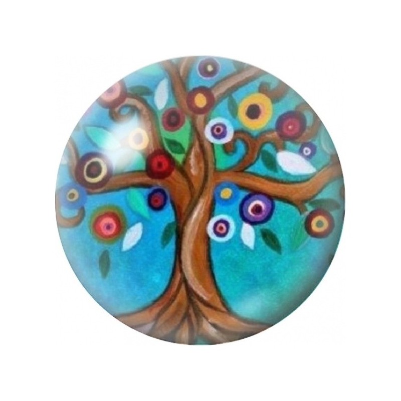 Cabochon en Verre Illustré Arbre Fantaisie aux Fruits Colorés 12 à 25mm