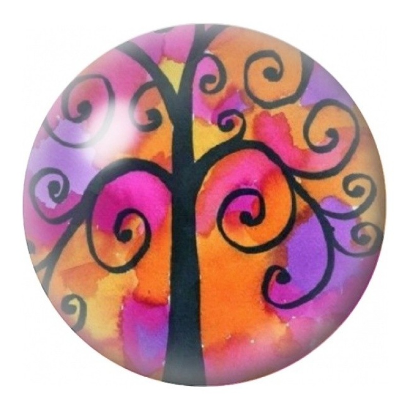Cabochon en Verre Illustré Arbre aux Spirales Roses 12 à 25mm