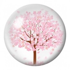 Cabochon en Verre Illustré Cerisier Rose en Fleurs 12 à 25mm pour la Création de Bijoux Fantaisie - DIY