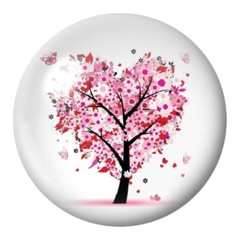 Cabochon en Verre Illustré Arbre aux Fleurs Roses Dispersées 12 à 25mm