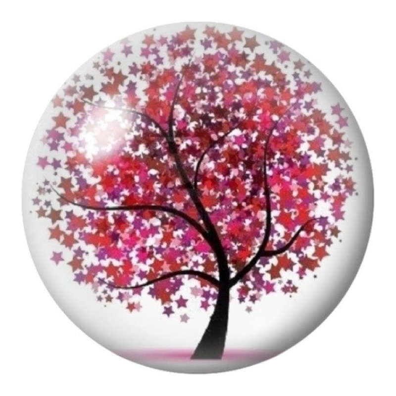 Cabochon en Verre Illustré Arbre Rouge d’Automne 12 à 25mm