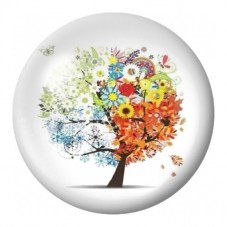 Cabochon en Verre Illustré Arbre aux Fleurs Éclatantes 12 à 25mm pour la Création de Bijoux Fantaisie - DIY