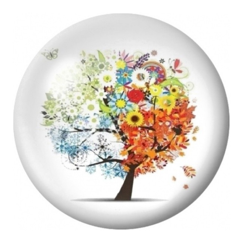 Cabochon en Verre Illustré Arbre aux Fleurs Éclatantes 12 à 25mm