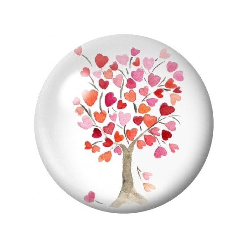 Cabochon en Verre Illustré Arbre aux Feuilles Rouges 12 à 25mm