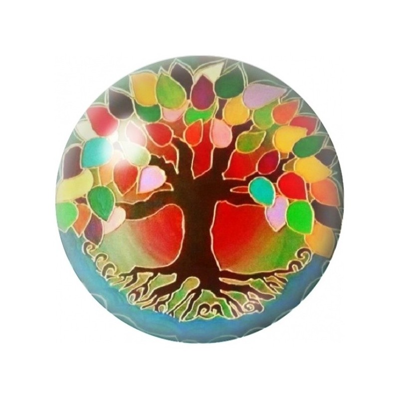 Cabochon en Verre Illustré Arbre Mosaïque aux Racines Dorées 12 à 25mm
