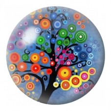 Cabochon en Verre Illustré Arbre aux Cercles Colorés 12 à 25mm pour la Création de Bijoux Fantaisie - DIY