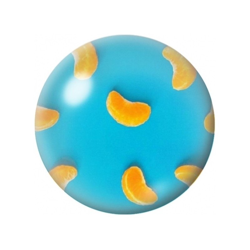Cabochon en Verre Illustré Quartiers de Clémentine sur Fond Bleu 12 à 25mm