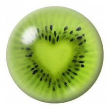 Cabochon en Verre Illustré Kiwi au Cœur Vert 12 à 25mm pour la Création de Bijoux Fantaisie - DIY