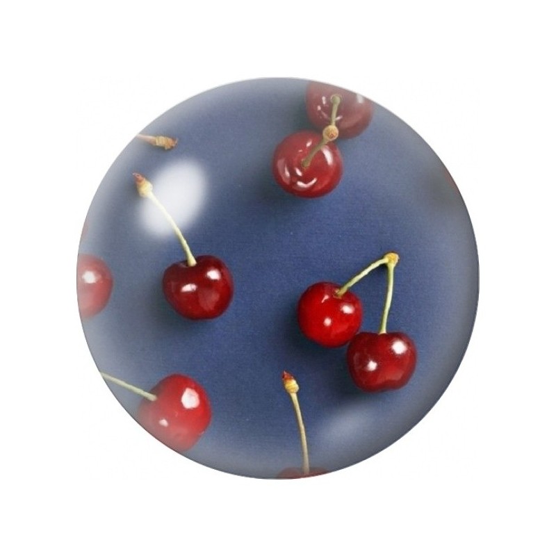Cabochon en Verre Illustré Cerises sur Fond Bleu Nuit 12 à 25mm