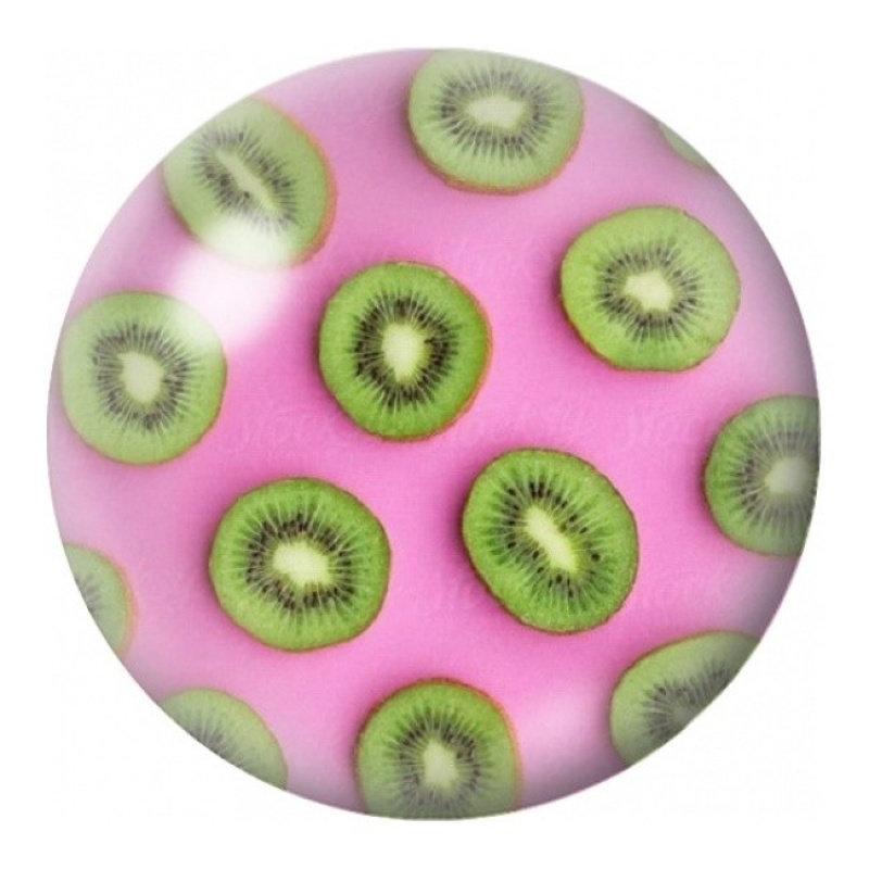Cabochon en Verre Illustré Tranches de Kiwi sur Fond Rose 12 à 25mm