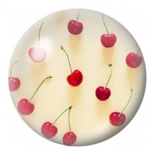 Cabochon en Verre Illustré Cerises sur Fond Crème 12 à 25mm pour la Création de Bijoux Fantaisie - DIY