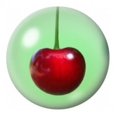 Cabochon en Verre Illustré Cerise Rouge sur Fond Vert 12 à 25mm pour la Création de Bijoux Fantaisie - DIY