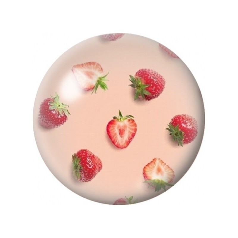 Cabochon en Verre Illustré Fraises sur Fond Rose Pâle 12 à 25mm
