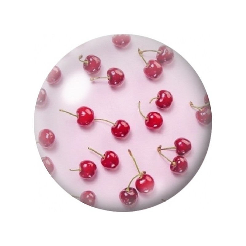 Cabochon en Verre Illustré Petites Cerises sur Fond Lilas 12 à 25mm