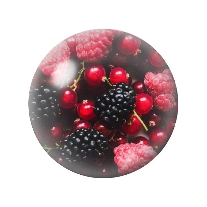 Cabochon en Verre Illustré Fruits Rouges sur Fond Sombre 12 à 25mm