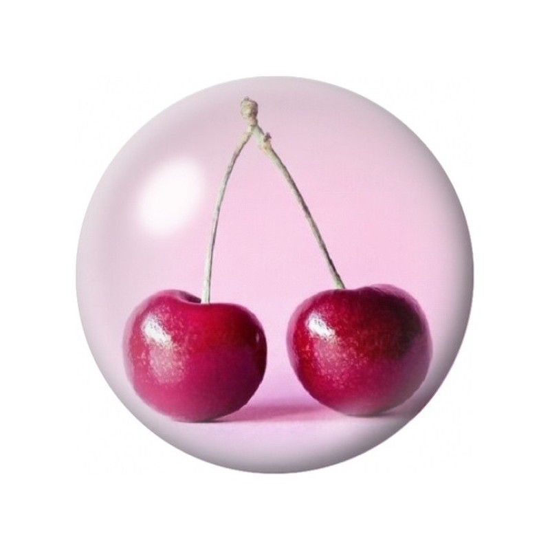 Cabochon en Verre Illustré Deux Cerises sur Fond Rose Clair 12 à 25mm